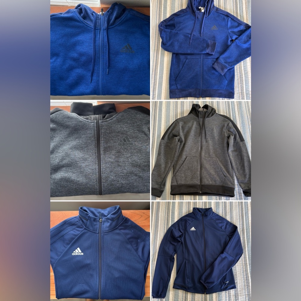 (3) ADIDAS Men's Zip-Up Jacket in Navy and Gray